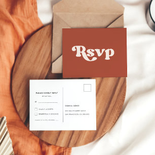 Carte Postale Style rétro mariage en terre cuite RSVP