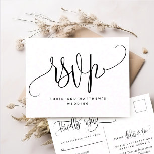 Carte Postale Style rustique Kraft, Script moderne, RSVP