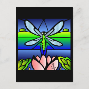 Carte postale Style Tiffany Dragonfly