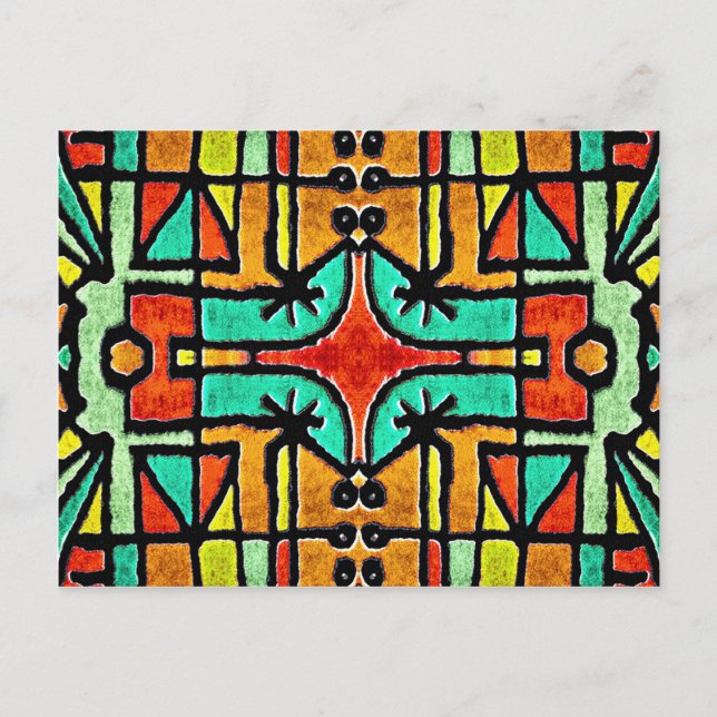 Carte Postale Style Tribal coloré Motif géométrique (Devant)