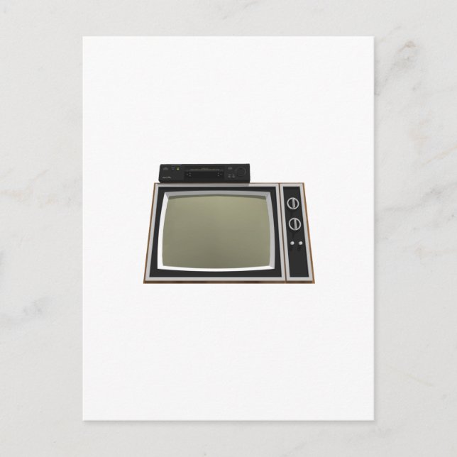 Carte Postale Style TV et magnétoscope des années 80 : Modèle 3D (Devant)