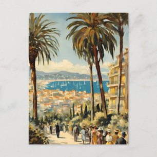 Carte Postale Style vintage Cannes Français Aquarelle