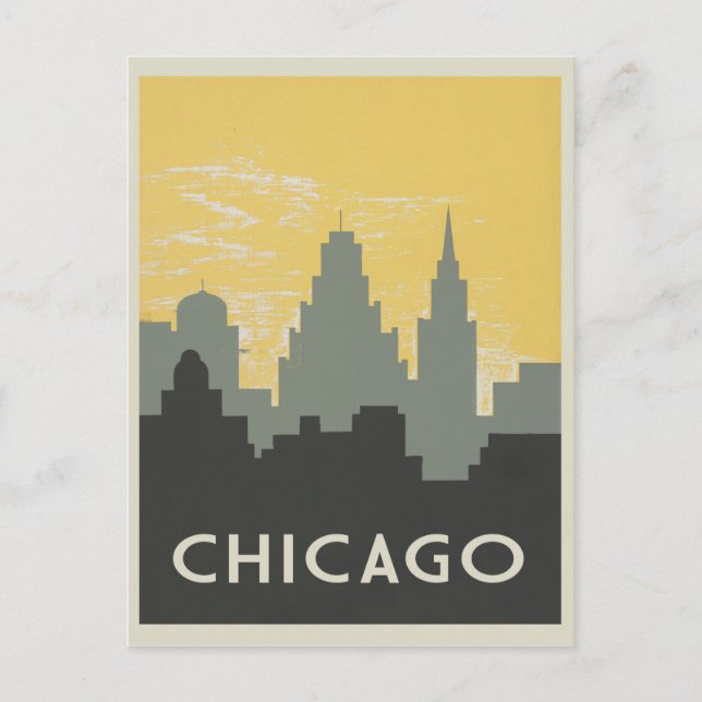 Carte Postale Style vintage Chicago Skyline (Devant)