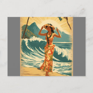 Carte Postale Style Vintage Hawaïen Voyage Honolulu Mid-Pacifiqu