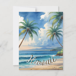 Carte Postale Style vintage Hawaii Travel Coast Blue Sea
