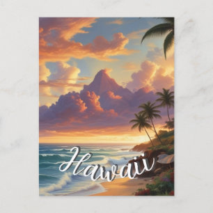 Carte Postale Style vintage Hawaiian Travel Honolulu Mid-Pacific