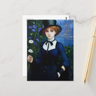 Carte Postale Style vintage Joli sombre Academy Portrait fille