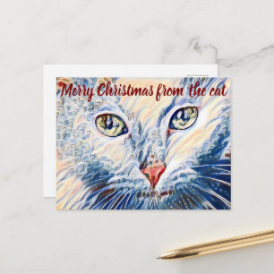 Carte Postale Style vintage livre d'histoire Chat blanc Joyeux N