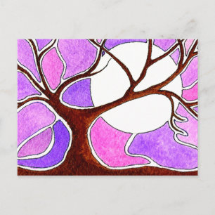Carte Postale Stylet aquarelle et arbre d'encre