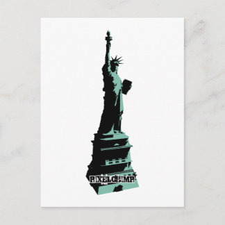 Carte Postale Stylo Statue Liberty Green