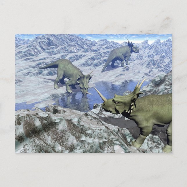 Carte Postale Styracosaure près de l'eau - rendu 3D (Devant)