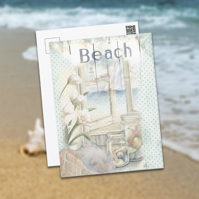 Carte Postale Sublimation de la scène de la plage de Fenêtre Rét (Créateur téléchargé)