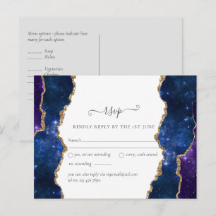 Carte Postale Sublime Agate Bleu Or ENSEMBLE DE MARIAGE