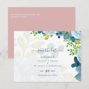 Carte Postale Sublime Dusty Blue Flowers Sage Green Mariage