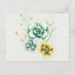 Carte Postale Succulente minimaliste de style aquarelle