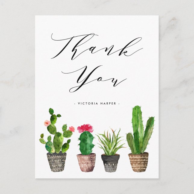 Carte Postale Succulents pointillés et Merci de graduation de Ca (Devant)