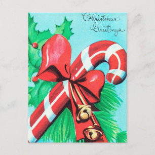 Carte postale sucre de canne de Noël rétro vintage