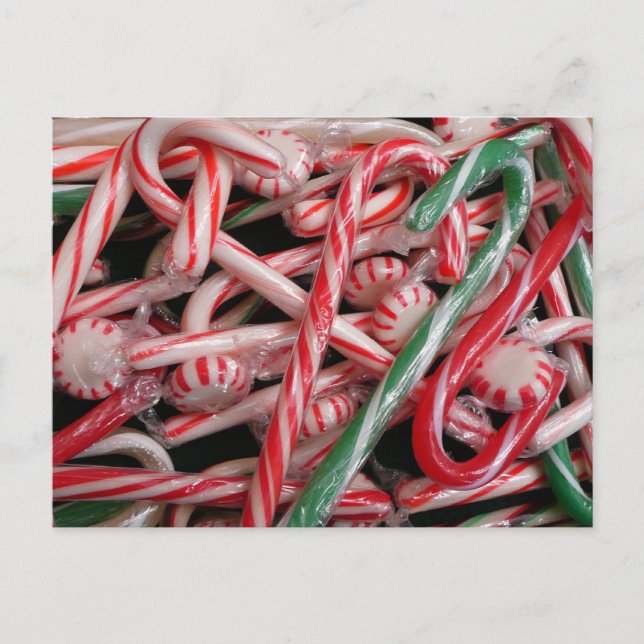 Carte Postale Sucres de canne et menthe de Noël (Devant)