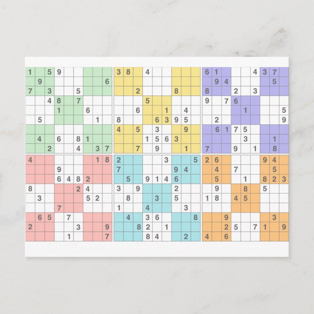 Carte Postale sudoku pastel (Devant)