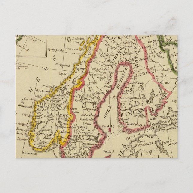 Carte Postale Suède, Danemark, Norvège, Finlande, Islande (Devant)