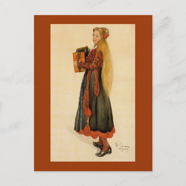 Carte Postale Suédoise Jouer Accordion (Devant)