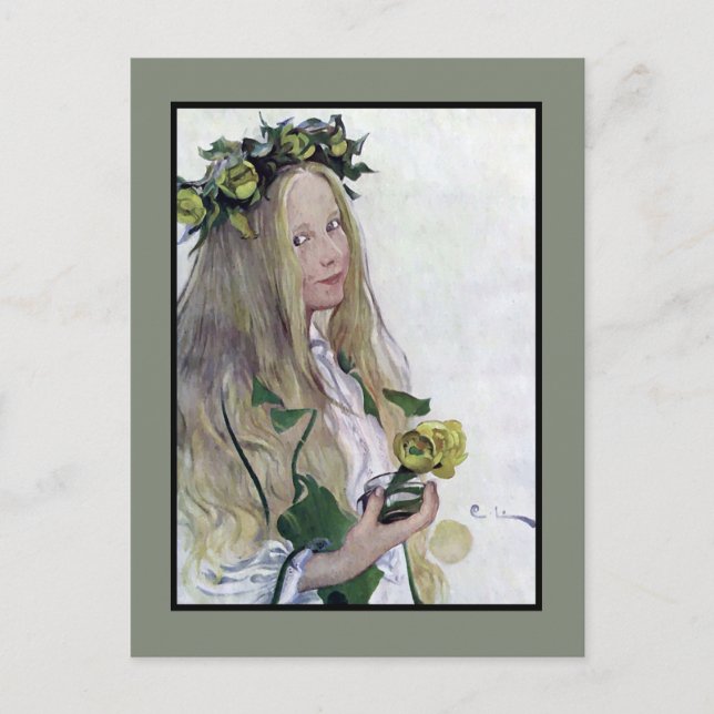 Carte Postale Suédoise Lucia Girl (Devant)