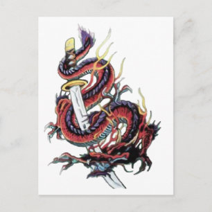 Carte Postale Sui Riu Dragon japonais Katana