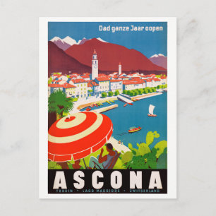 Carte Postale Suisse Ascona Poster Vintage voyage restauré