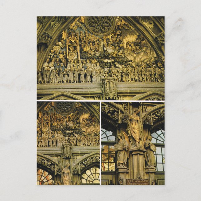 Carte Postale Suisse, Cathédrale de Berne, sculpture sur porte (Devant)