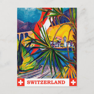 Carte Postale Suisse en train, voyage vintage