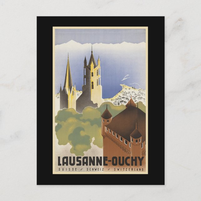 Carte Postale Suisse vintage Lausanne-Ouchy (Devant)
