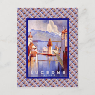 Carte Postale Suisse vintage, Lucerne, Ponts