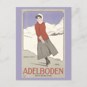 Carte Postale Suisse vintage Patinage d'hiver Voyage en Suisse