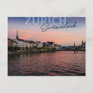Carte Postale Suisse zurichoise en début de soirée