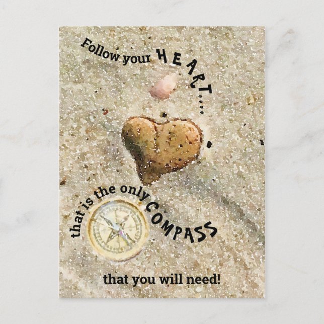 Carte Postale Suivez votre coeur seulement compas vous avez beso (Devant)