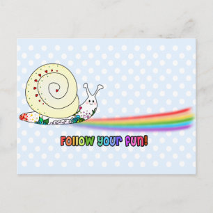 Carte Postale Suivez votre joyeux escargot arc-en-ciel