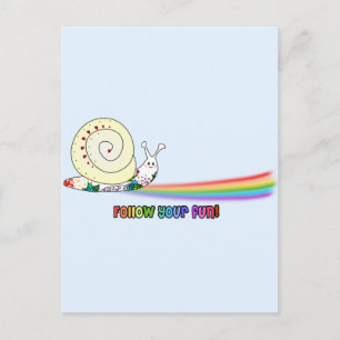 Carte Postale Suivez votre joyeux escargot arc-en-ciel