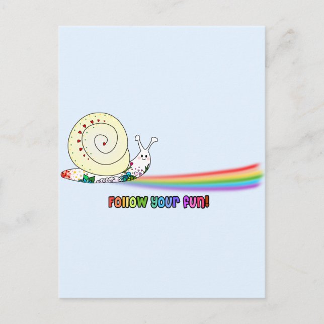 Carte Postale Suivez votre joyeux escargot arc-en-ciel (Devant)