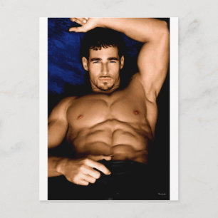 Carte Postale Sultry Man sur lit - peinture originale