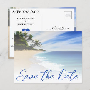 Carte Postale Summer Beach Sand Palm Tree Mariage Enregistrer La