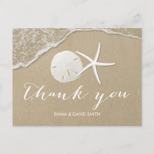Carte Postale Summer Beach Starfish & Sand Dollar Merci