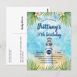 Carte Postale Summer Beach Thématique Anniversaire Fête Invitati