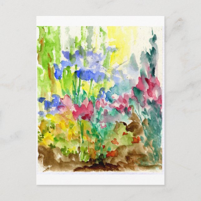 Carte Postale Sun a tacheté le jardin d'agrément d'aquarelle (Devant)
