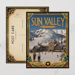 Carte Postale Sun Valley Idaho Art Déco vintage de l'âge d'or