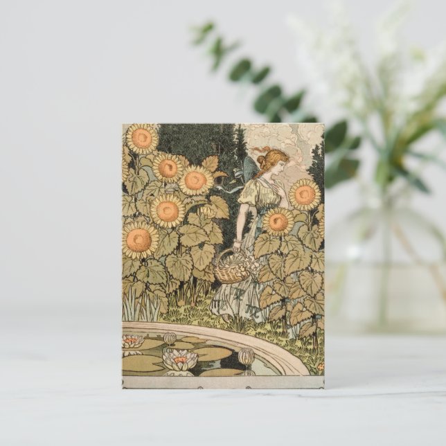 Carte Postale Sunflower Art Nouveau Jardin Grasset Femme (Debout devant)