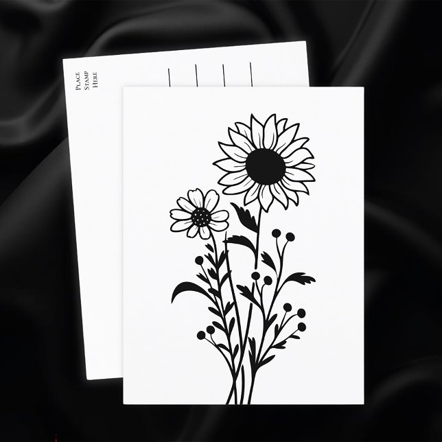 Carte Postale Sunflower Country Floral Penser de vous, Bonjour (Créateur téléchargé)