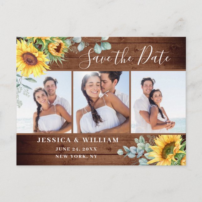Carte Postale Sunflower Eucalyptus 3 PHOTO Mariage Enregistrer l (Devant)