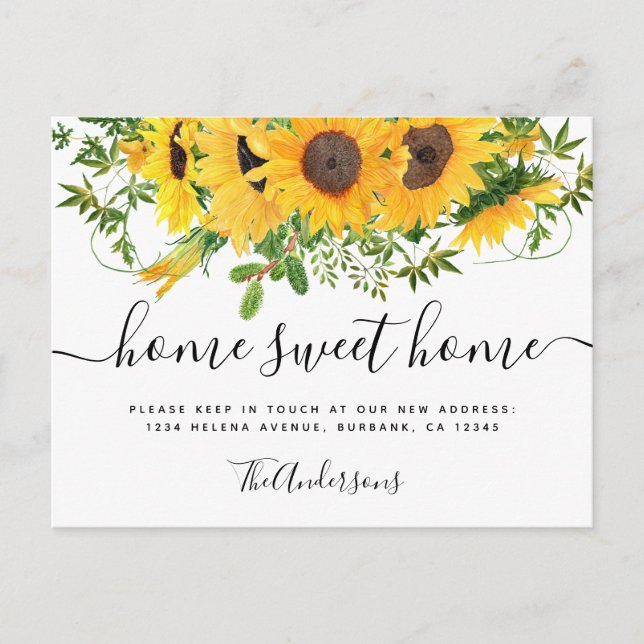 Carte Postale Sunflower Home Sweet Home Moving Faire-part (Devant)