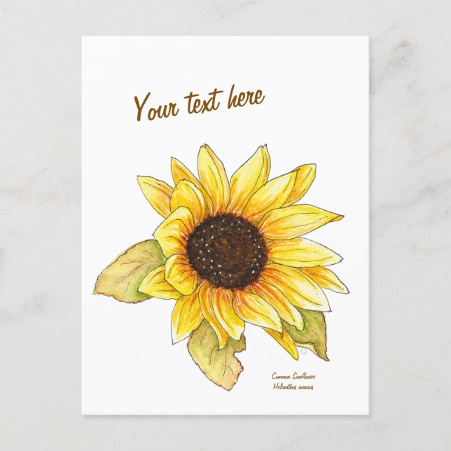 Carte Postale Sunflower watercolor customizable postcard (Devant)