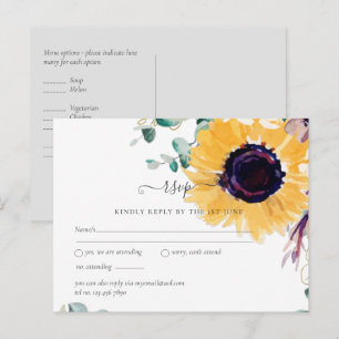 Carte Postale Sunflowers Eucalyptus Mariage de verdure